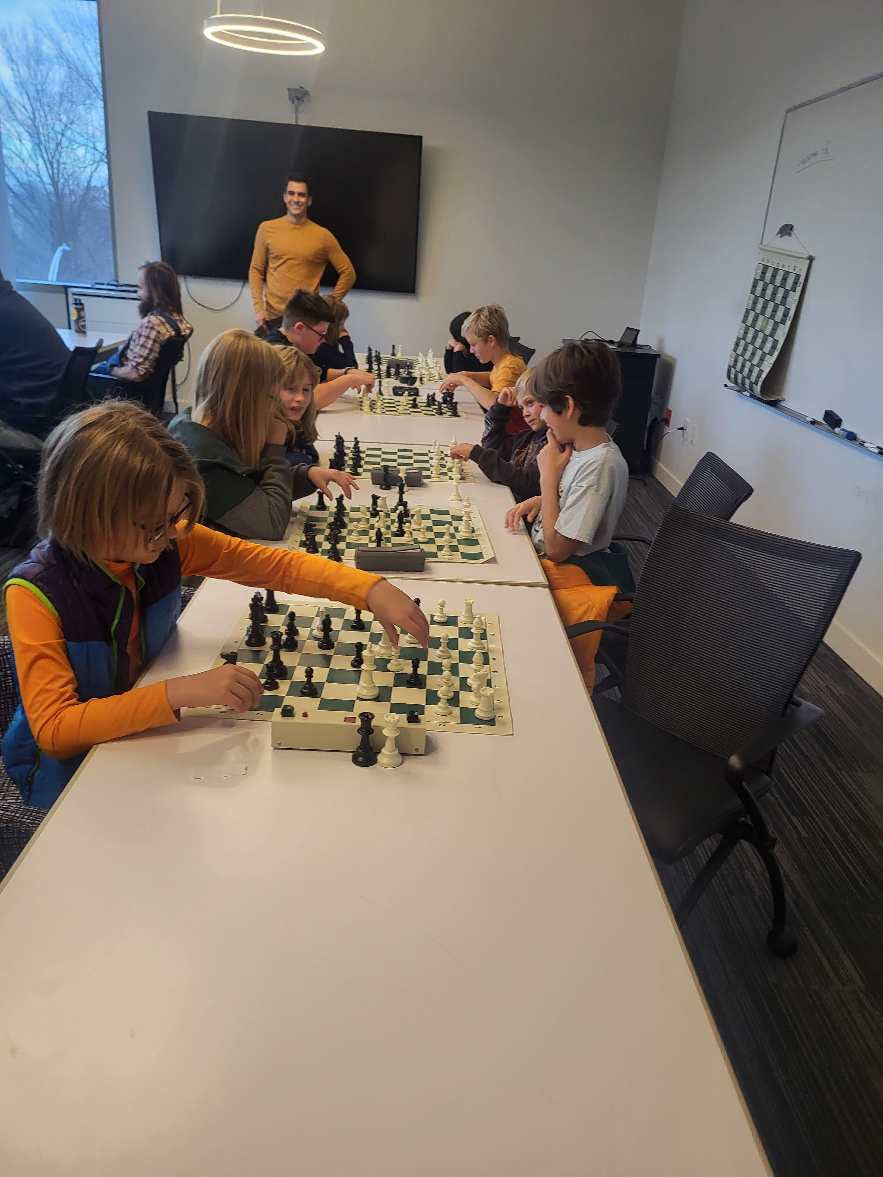 Players competing during the Jingle Bell Rook Rapid Tournament at Durham Main Library.